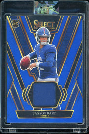 2025 Panini Select #RSW-JDT Jaxson Dart Rookie Swatches Blue Prizm Football