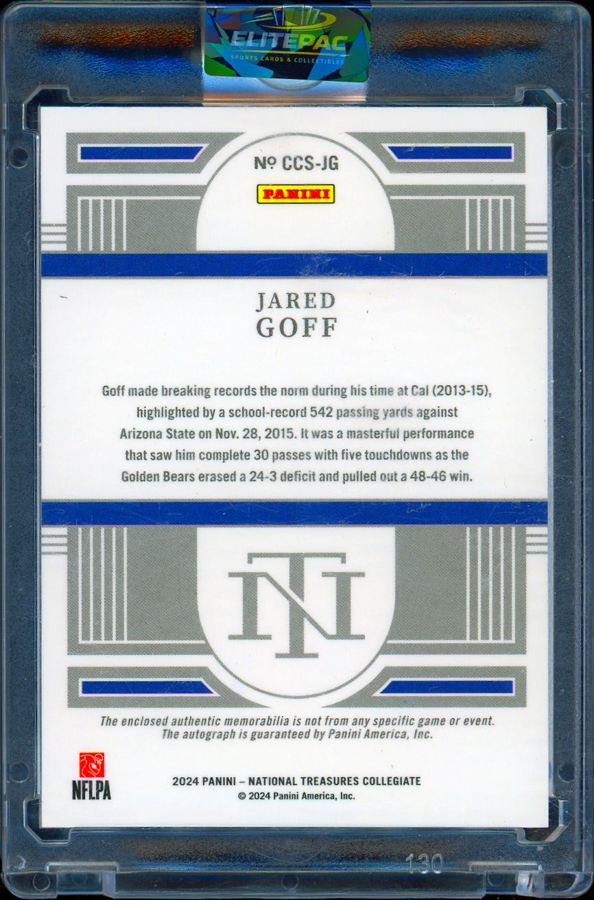 2025 Panini National Treasures Collegiate #CCS-JG Jared Goff #/11 Football