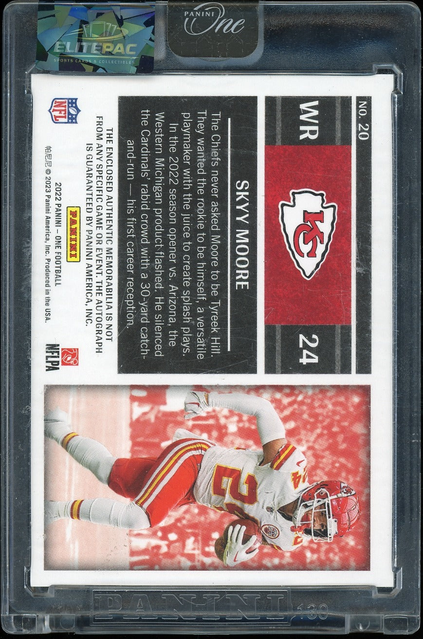 2023 Panini One #20 Skyy Moore 2022 Rookie Patch Auto Platinum #/5 Football
