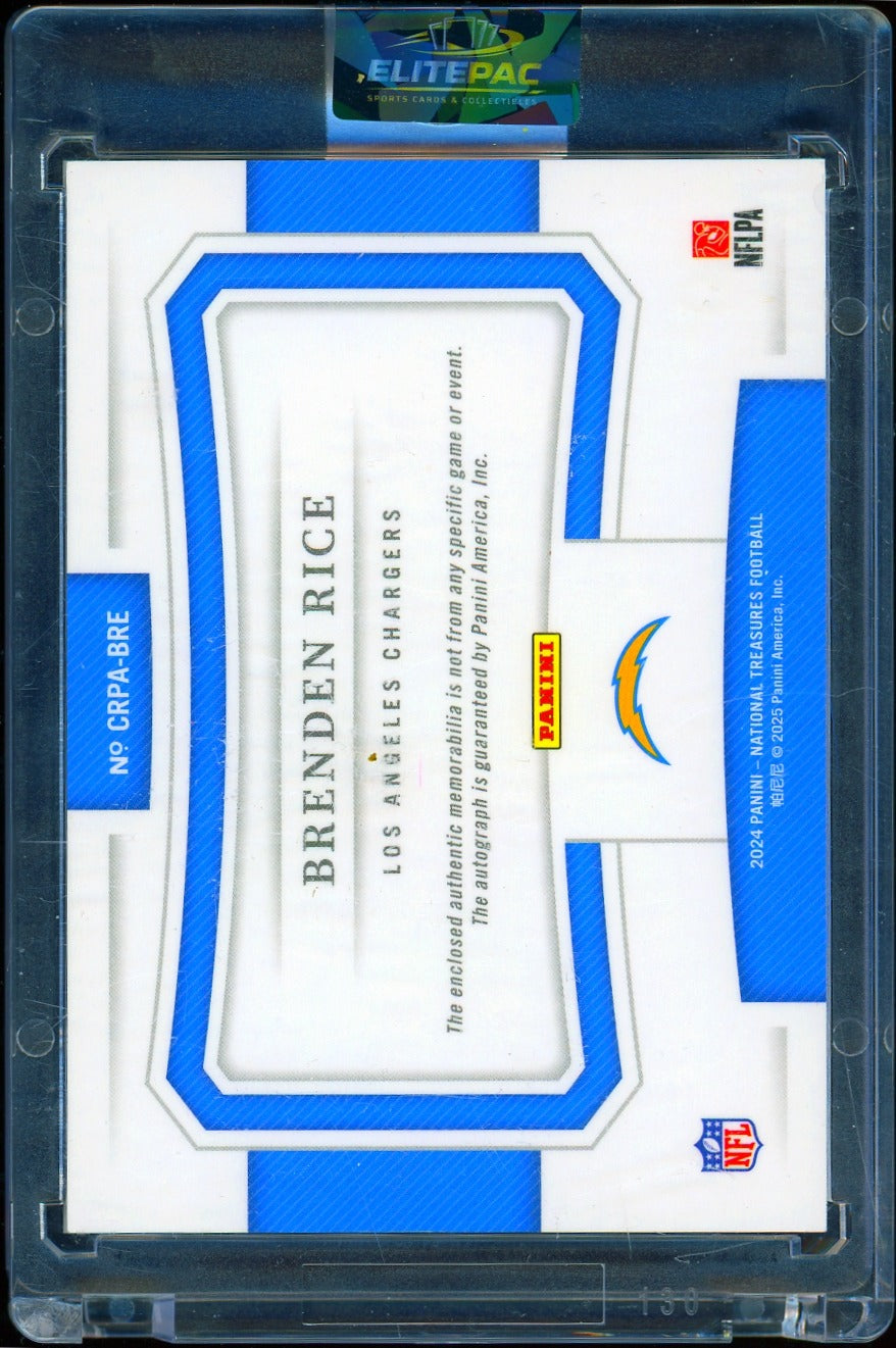 2024 Panini NT Brenden Rice  Rookie Patch Autographs Holo Silver #/25 Football