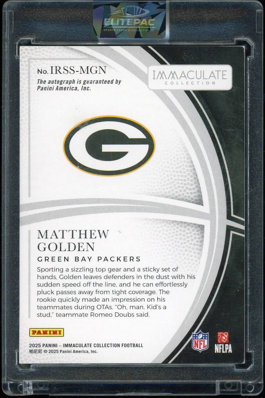 2025 Panini Immaculate Matthew Golden Rookie Shadowbox Signatures #/49 Football