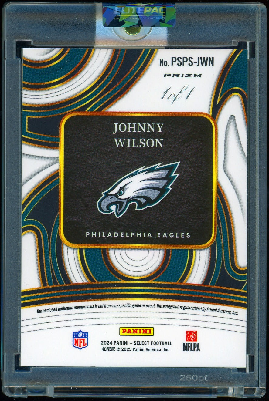 2024 Panini Select  Johnny Wilson Prime  Signatures Black Prizm #/1 Football