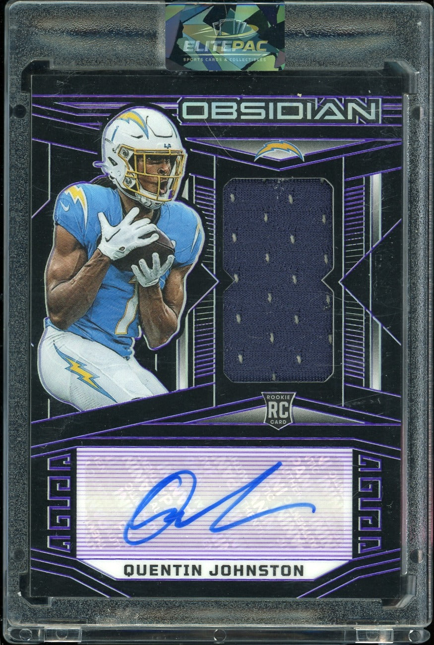 2023 Panini Obsidian #217 Quentin Johnston Electric Etch Purple #/75 Football
