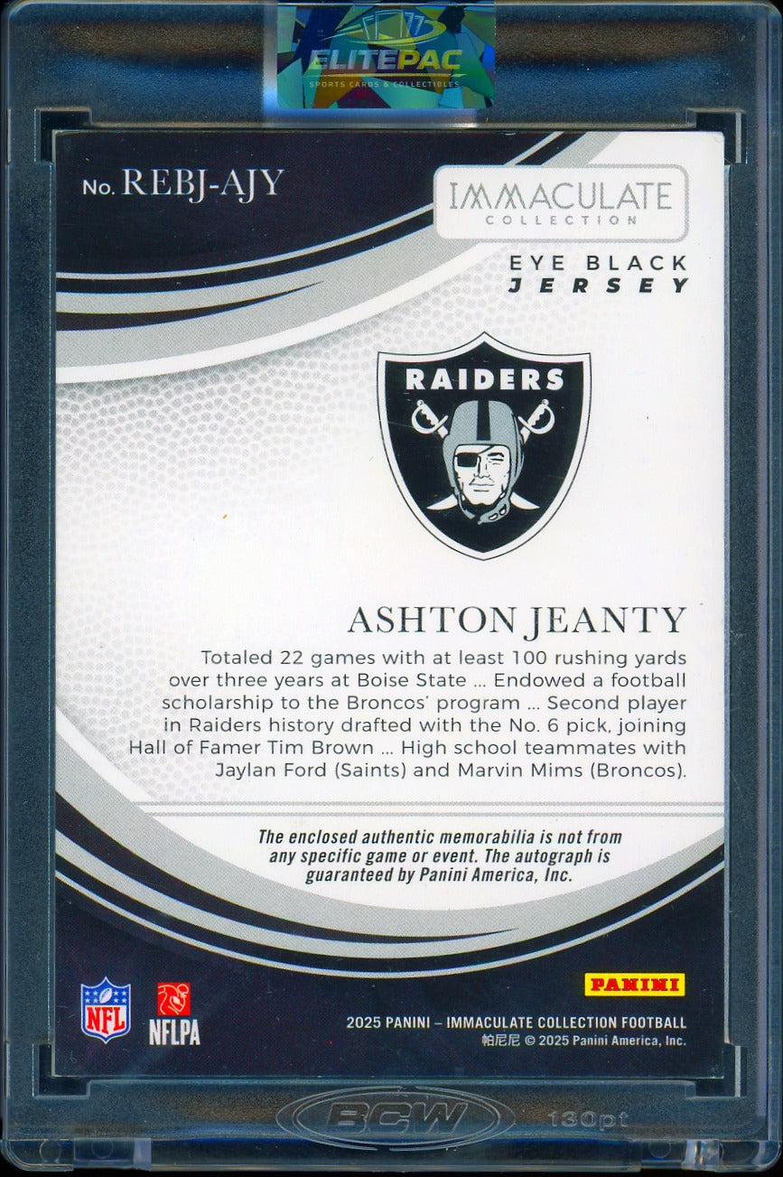 2025 Panini Immaculate Ashton Jeanty Rookie Eye Black Jersey Gold #/15 Football