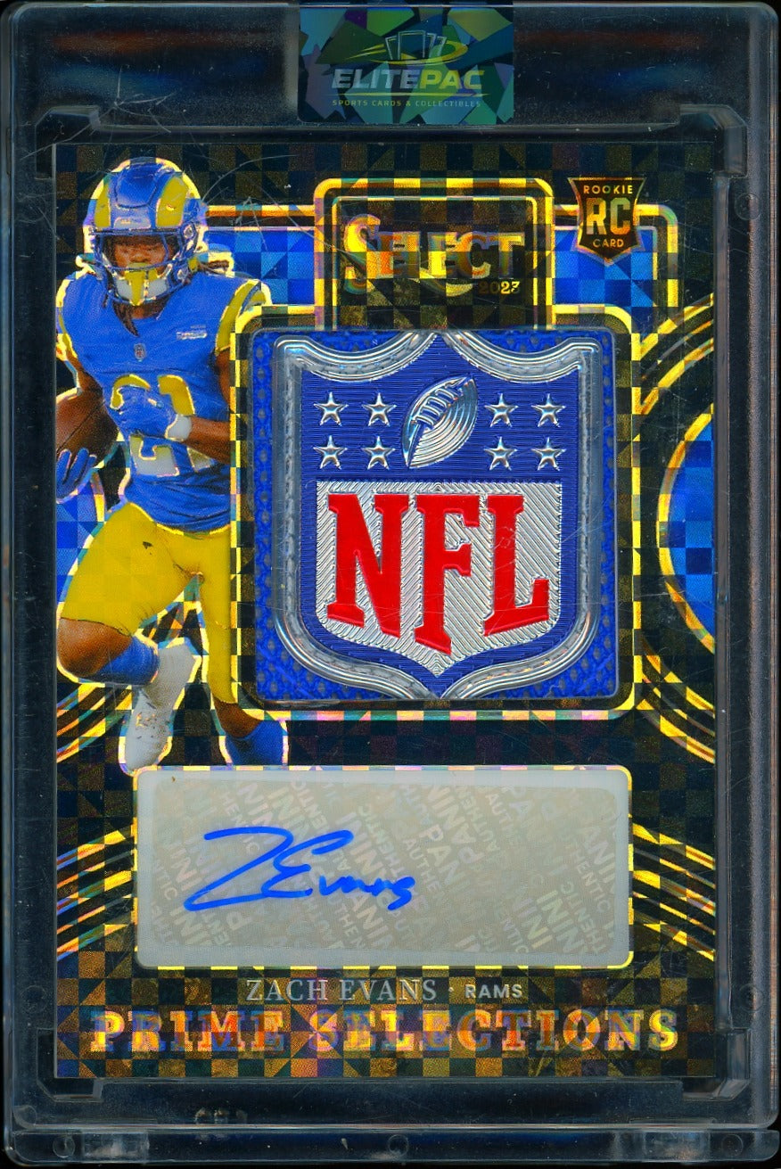 2023 Panini Select  Zach Evans Black Prizm Brand Logo Signatures #/1 Football