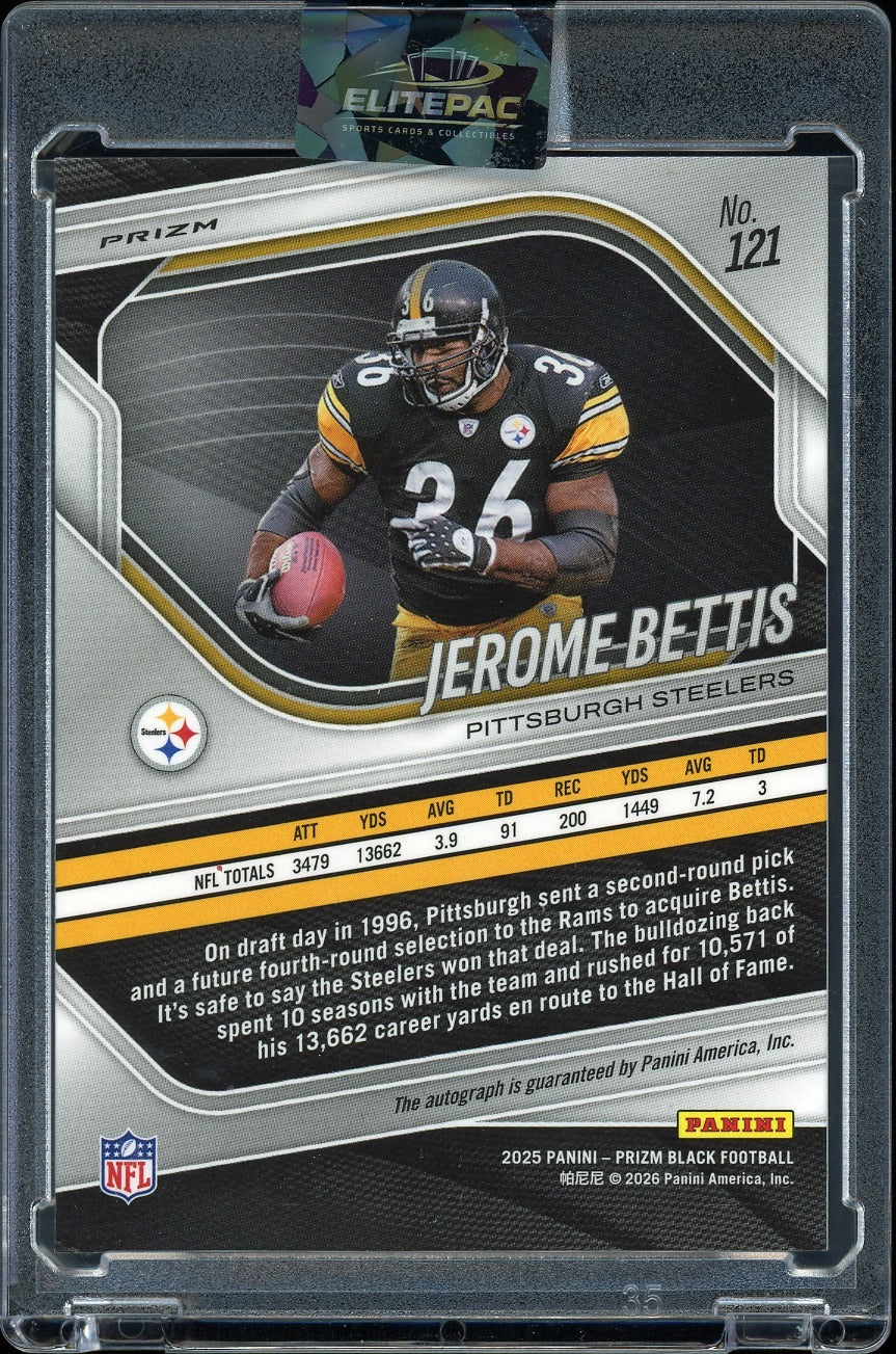 2025 Panini Prizm Black #121 Jerome Bettis Autographs Prizms Silver Football