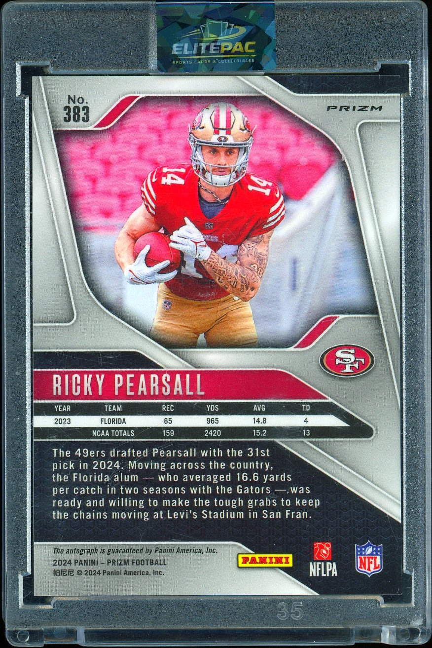 2024 Panini Prizm #383 Ricky Pearsall Rookie Autographs Pink Prizm Football