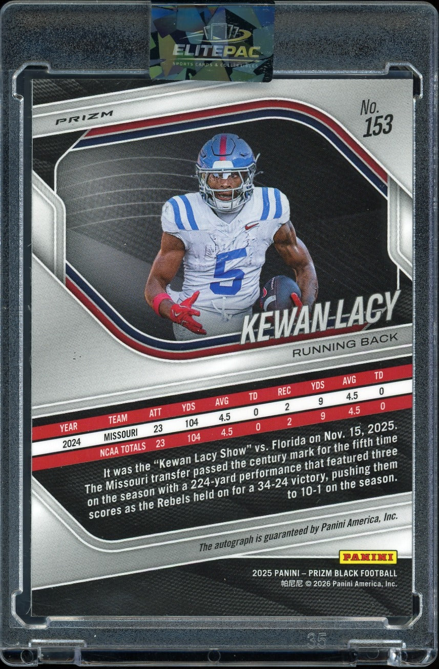 2025 Panini Prizm Black #153 Kewan Lacy Autographs Prizms Silver Football