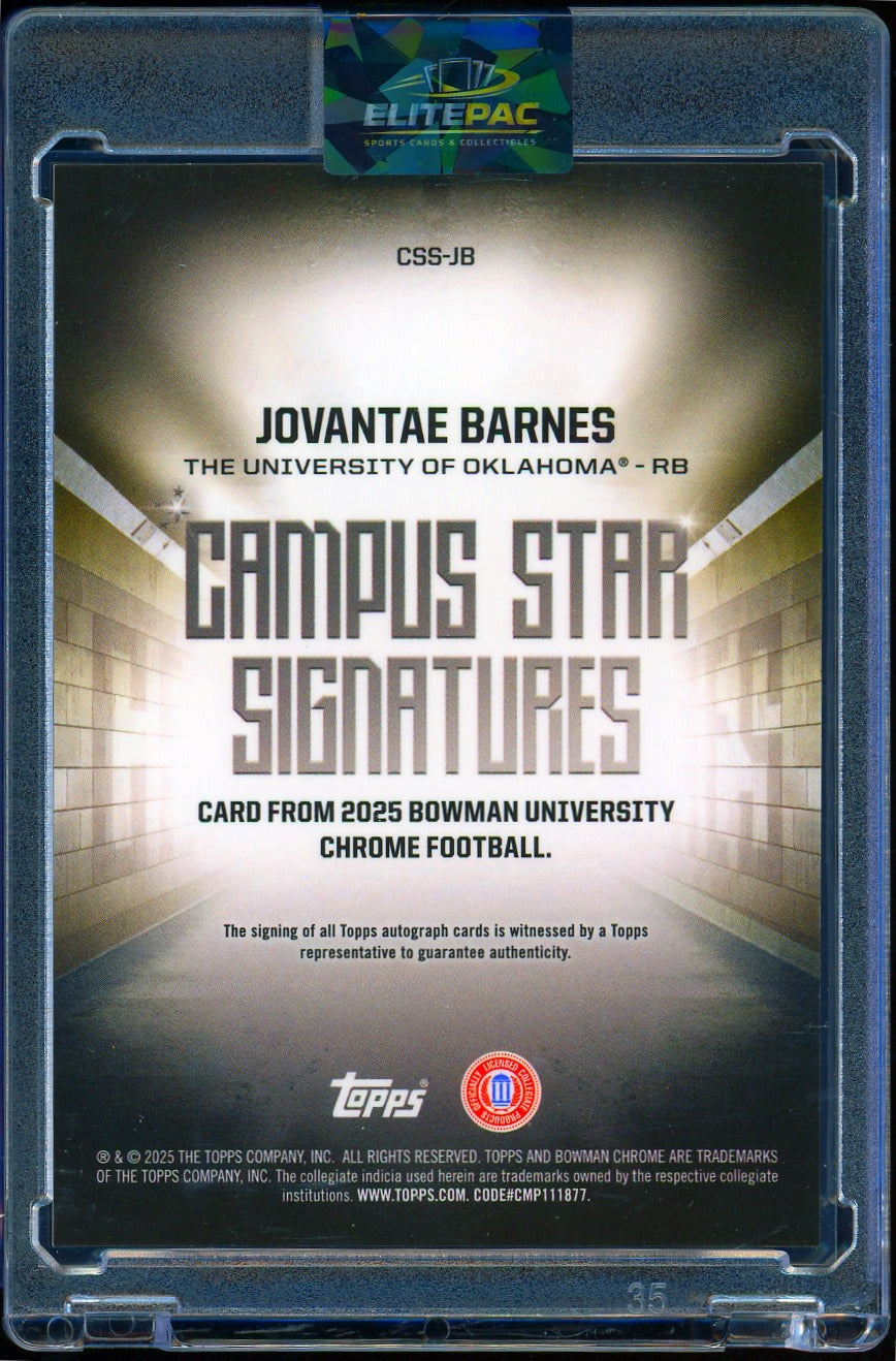 2025 Bowman University Chrome  Jovantae Barnes Campus Star Signatures Football