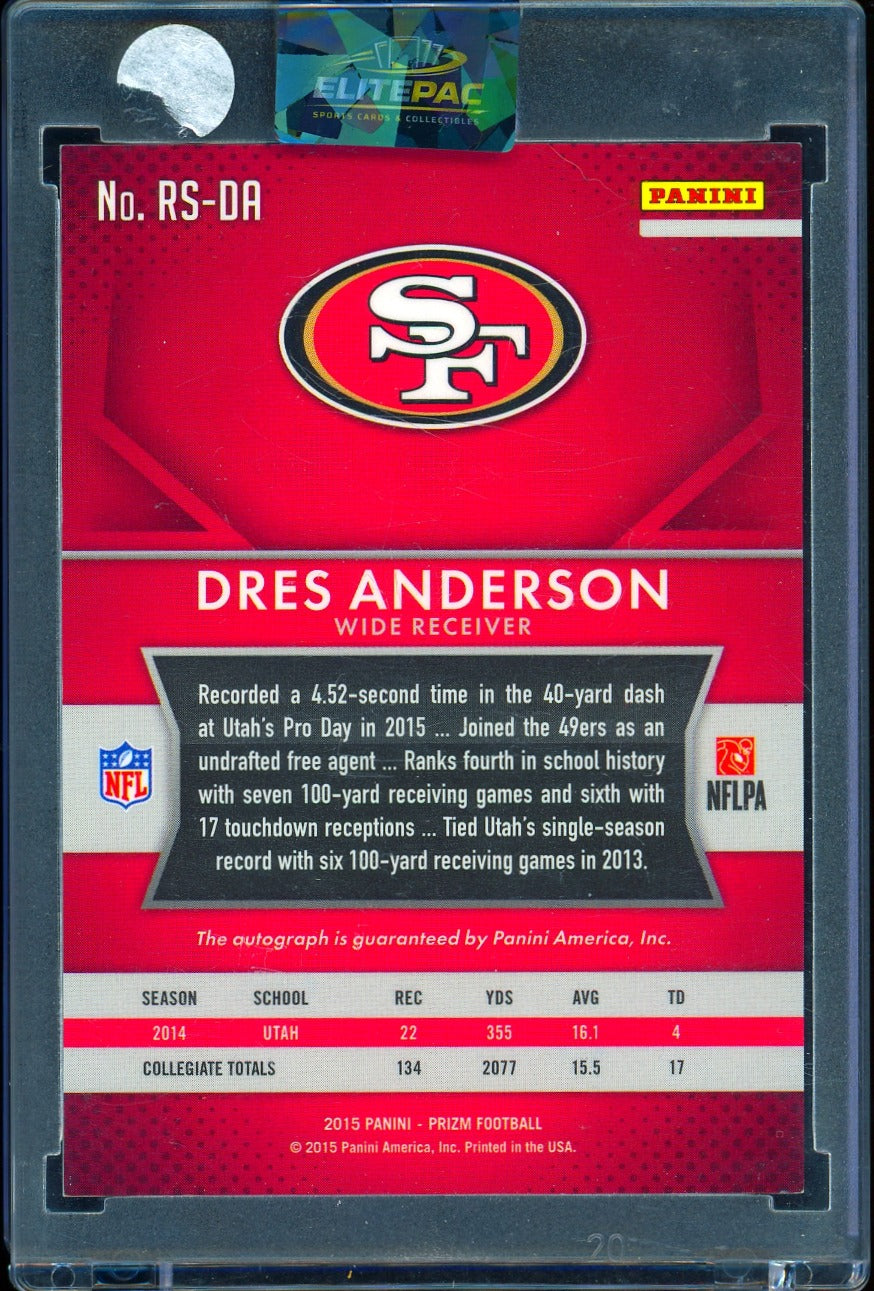 2015 Panini Prizm #RS-DA Dres Anderson Rookie Signatures Violet Prizm Football