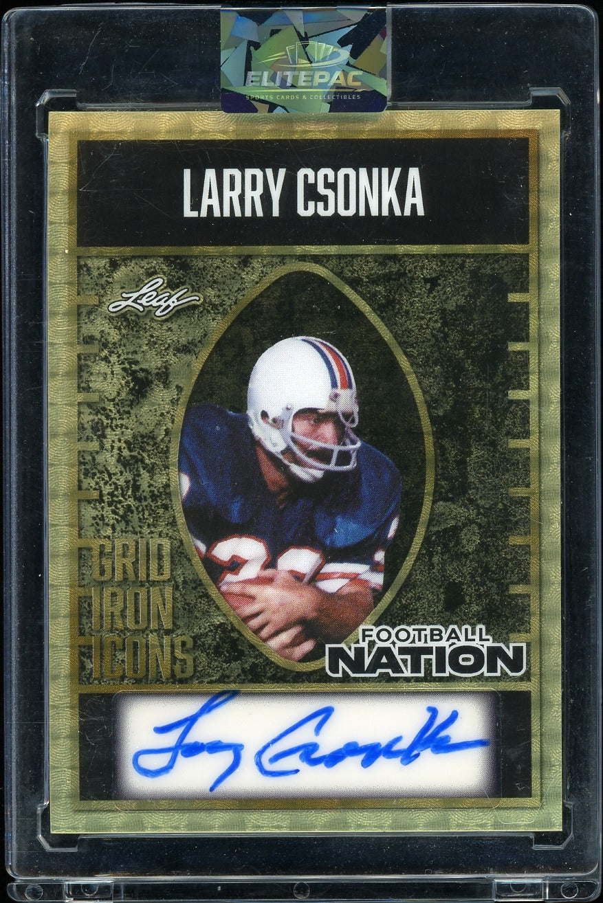 2025 Leaf Football Nation - Gridiron Icons Auto Prismatic Gold Larry Csonka #/1