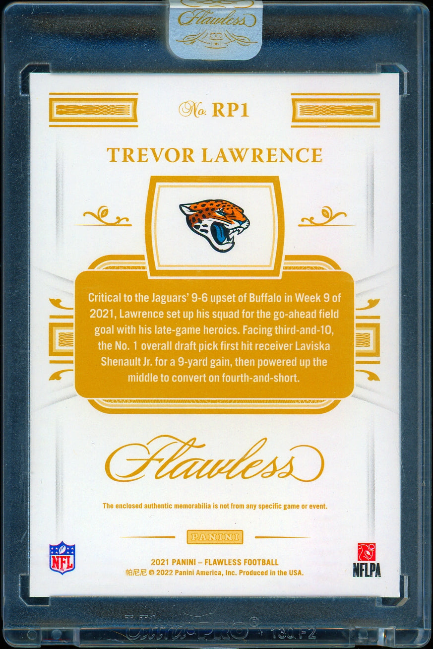2021 Panini Flawless #RP1 Trevor Lawrence Rookie Patches Silver #/20 Football