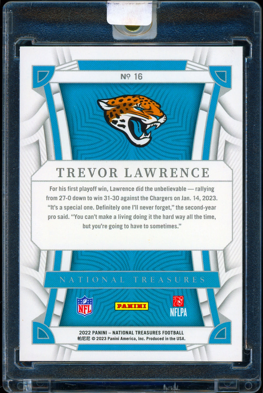 2022 Panini National Treasures #16 Trevor Lawrence Purple #/49 Football