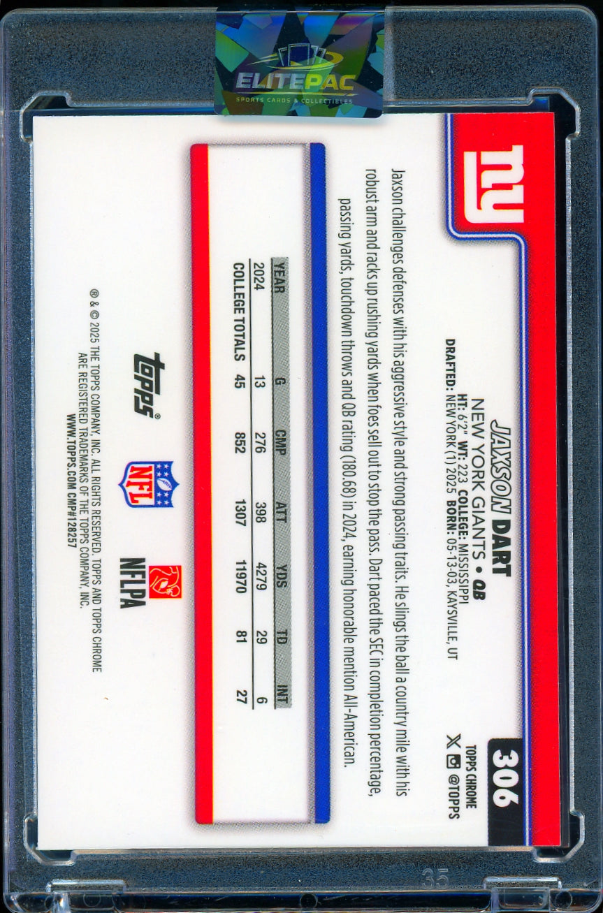 2025 Topps Chrome #306 Jaxson Dart Football