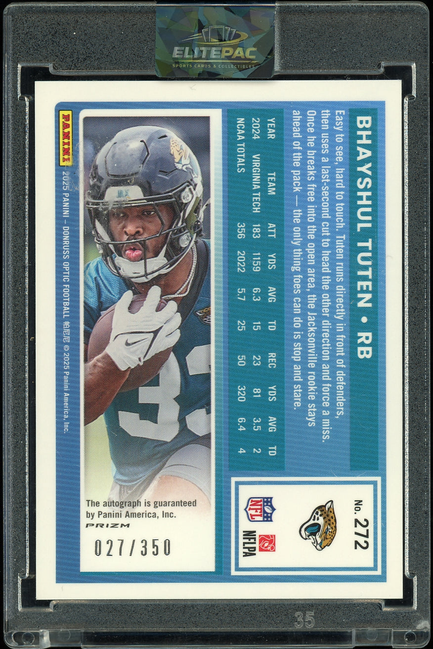 2025 Donruss Optic #272 Bhayshul Tuten Rated Rookies RPS Auto #/350 Football