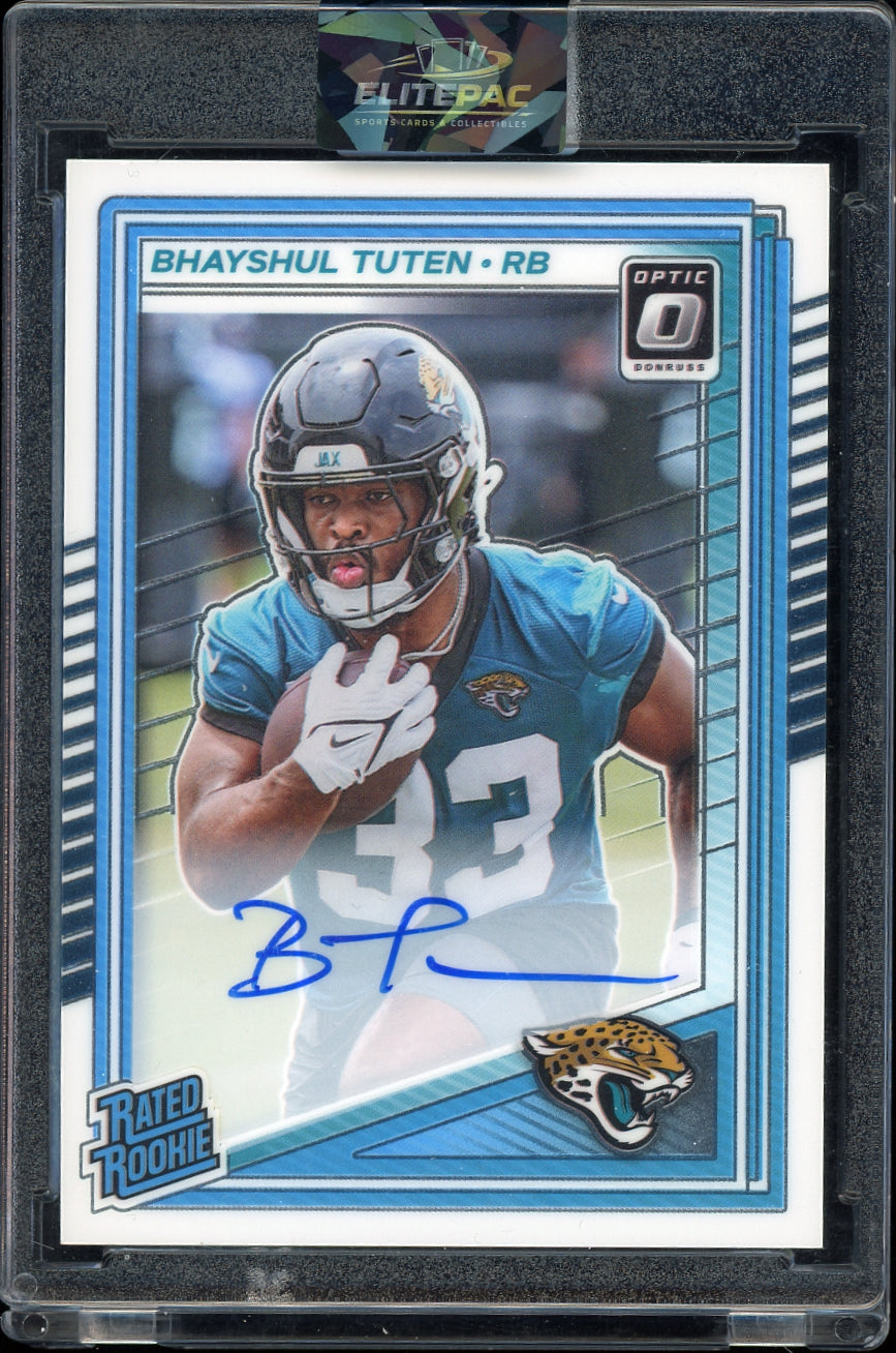 2025 Donruss Optic #272 Bhayshul Tuten Rated Rookies RPS Auto #/350 Football