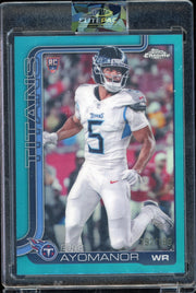 2025 Topps Chrome #336 Elic Ayomanor Aqua Refractor #/199 Football