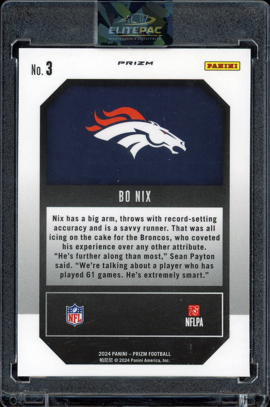 2024 Panini Prizm #3 Bo Nix Emergent Green Wave Prizm Football