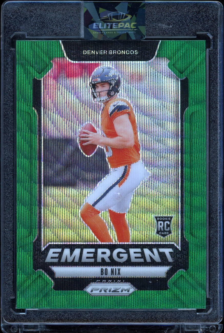 2024 Panini Prizm #3 Bo Nix Emergent Green Wave Prizm Football