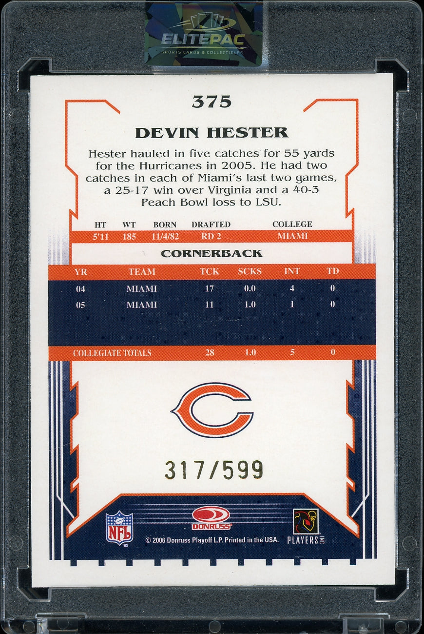 2006 Score Select #375 Devin Hester #/599 Football