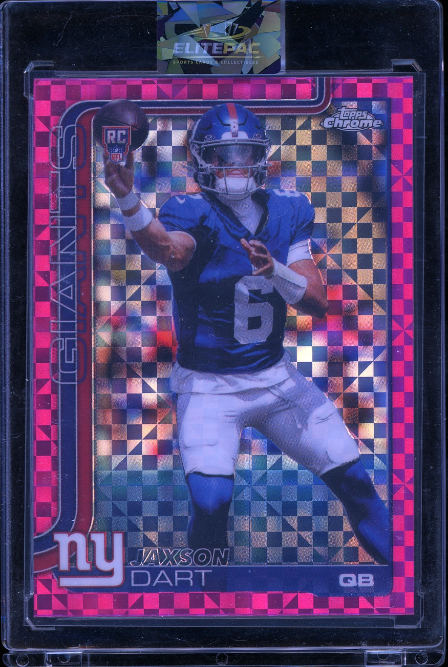2025 Topps Chrome #306 Jaxson Dart Pink X-Fractor Football
