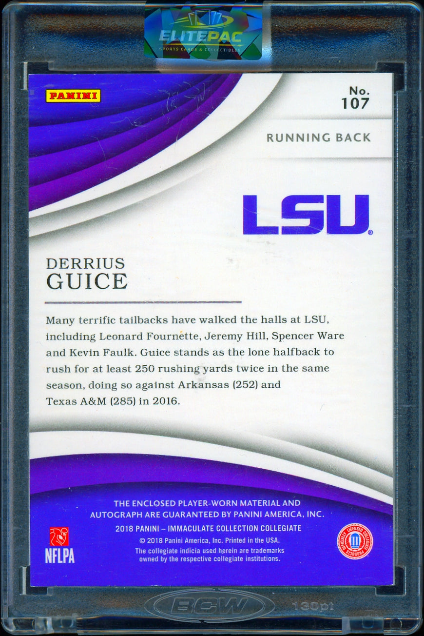 2018 Panini Flawless Collegiate  Derrius Guice Flawless Rookie Auto #/5 Football