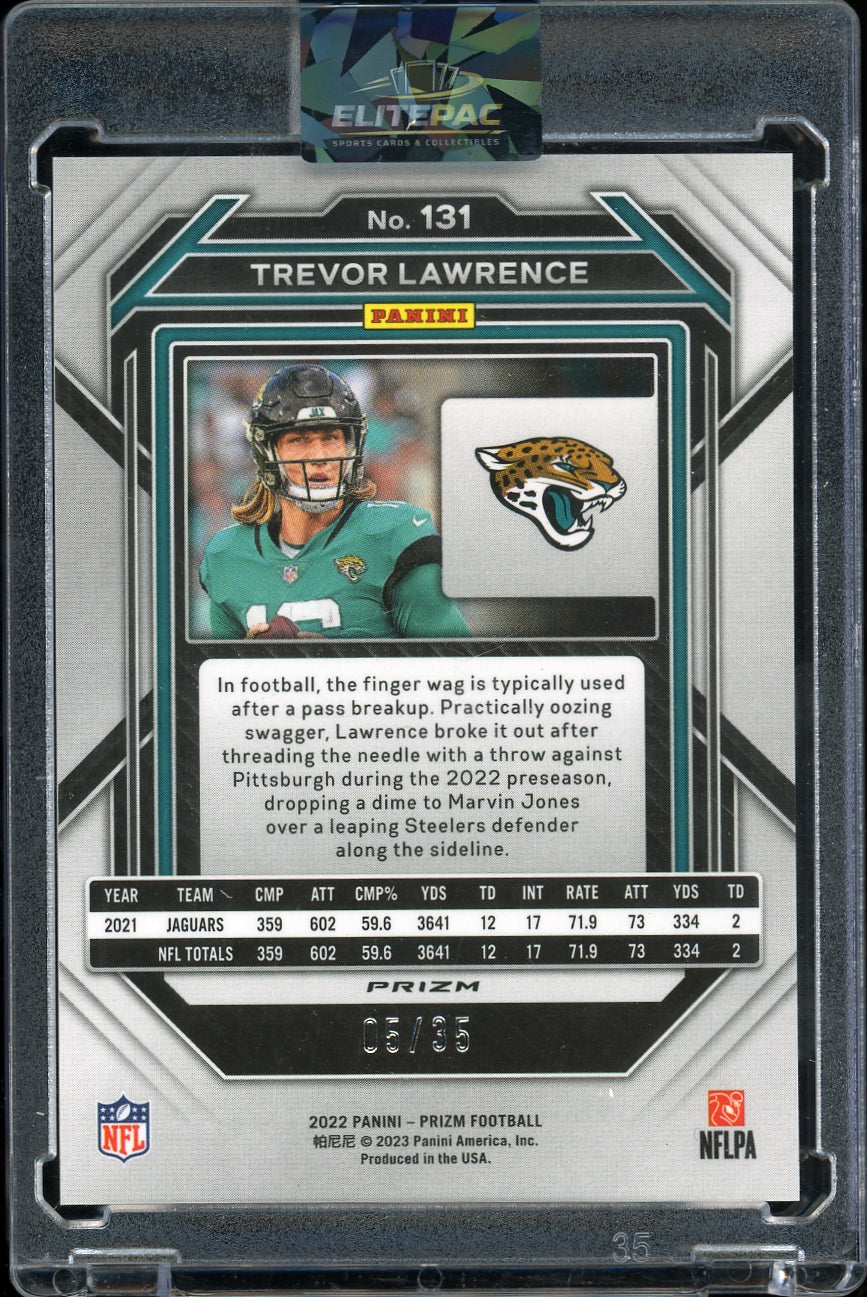2022 Panini Prizm #131 Trevor Lawrence No Huddle Purple #/35 Football