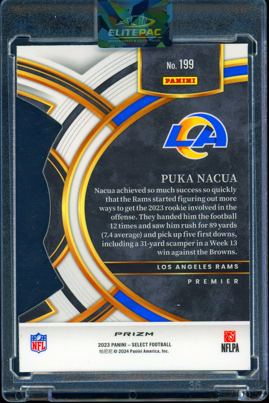 2023 Panini Select #199 Puka Nacua Red and Yellow Prizms Die Cuts Football