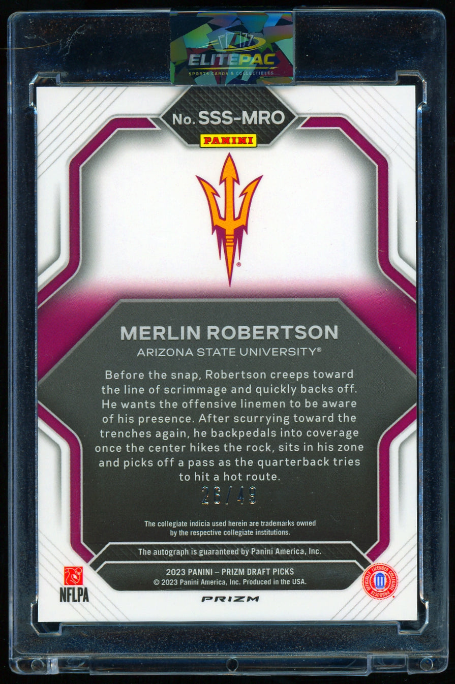 2023 Panini Prizm Draft Picks Merlin Robertson #/ 49 Football