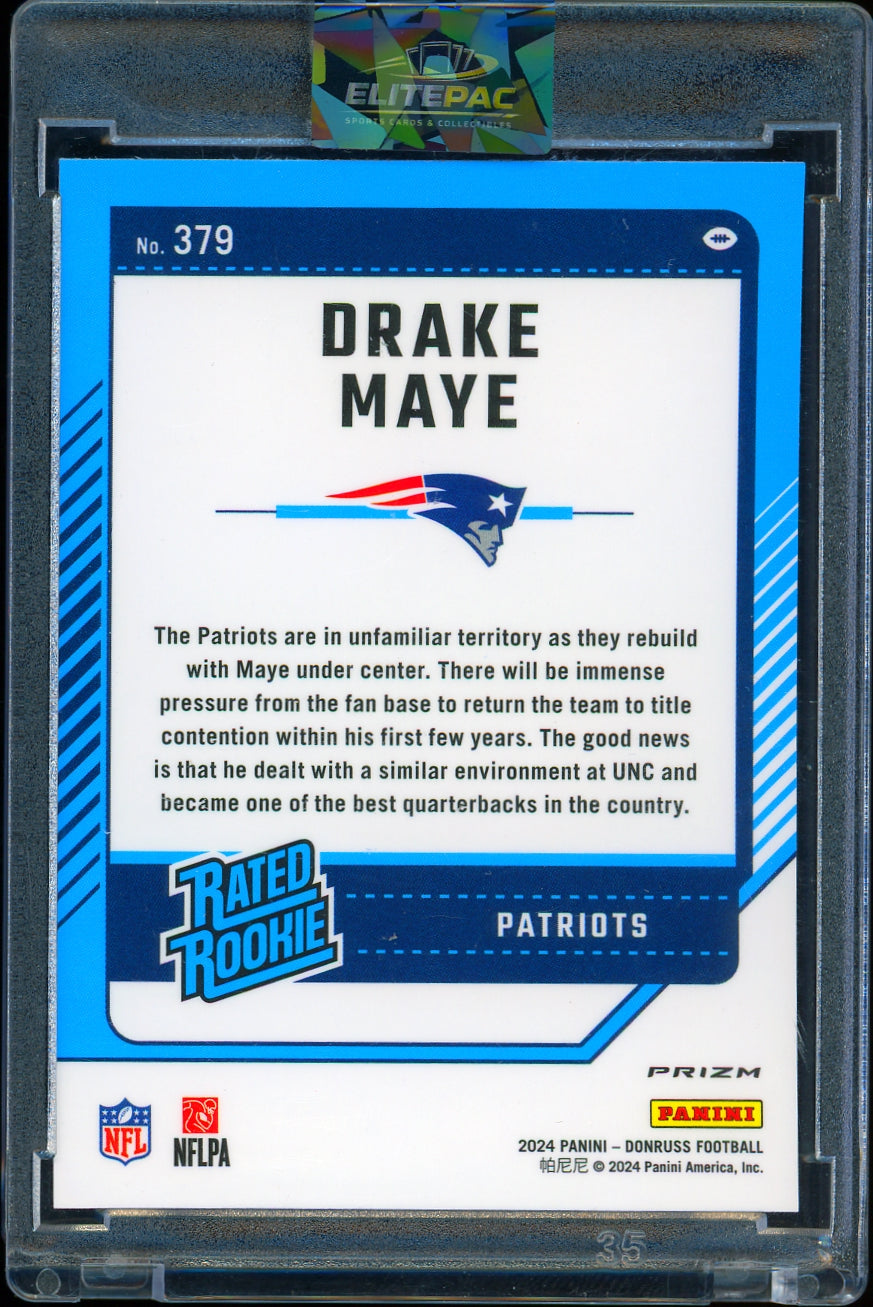 2024 Donruss #379 Drake Maye Optic Rated Rookies Preview Pink Football