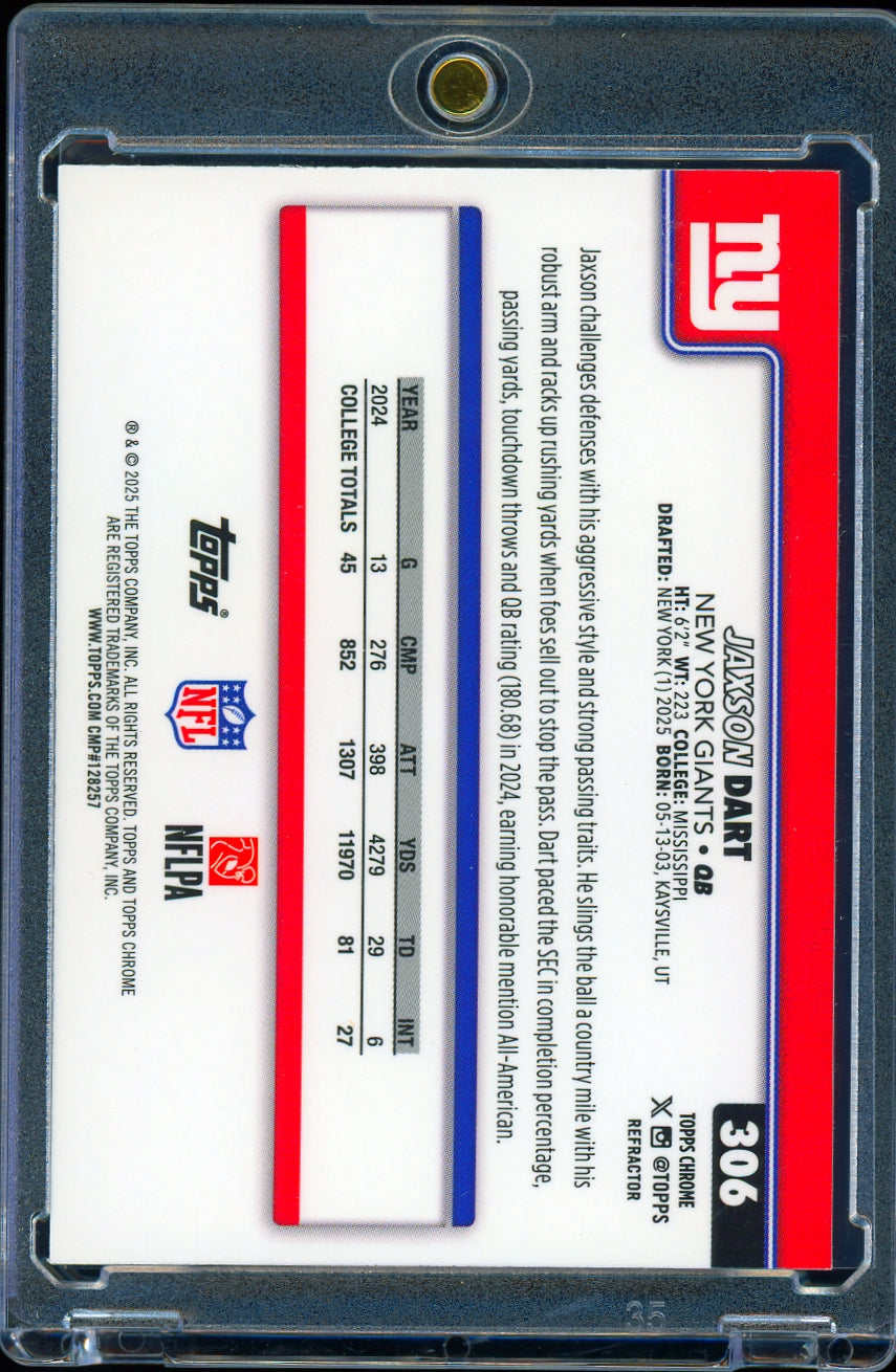 2025 Topps Chrome #306 Jaxson Dart Refractor Football