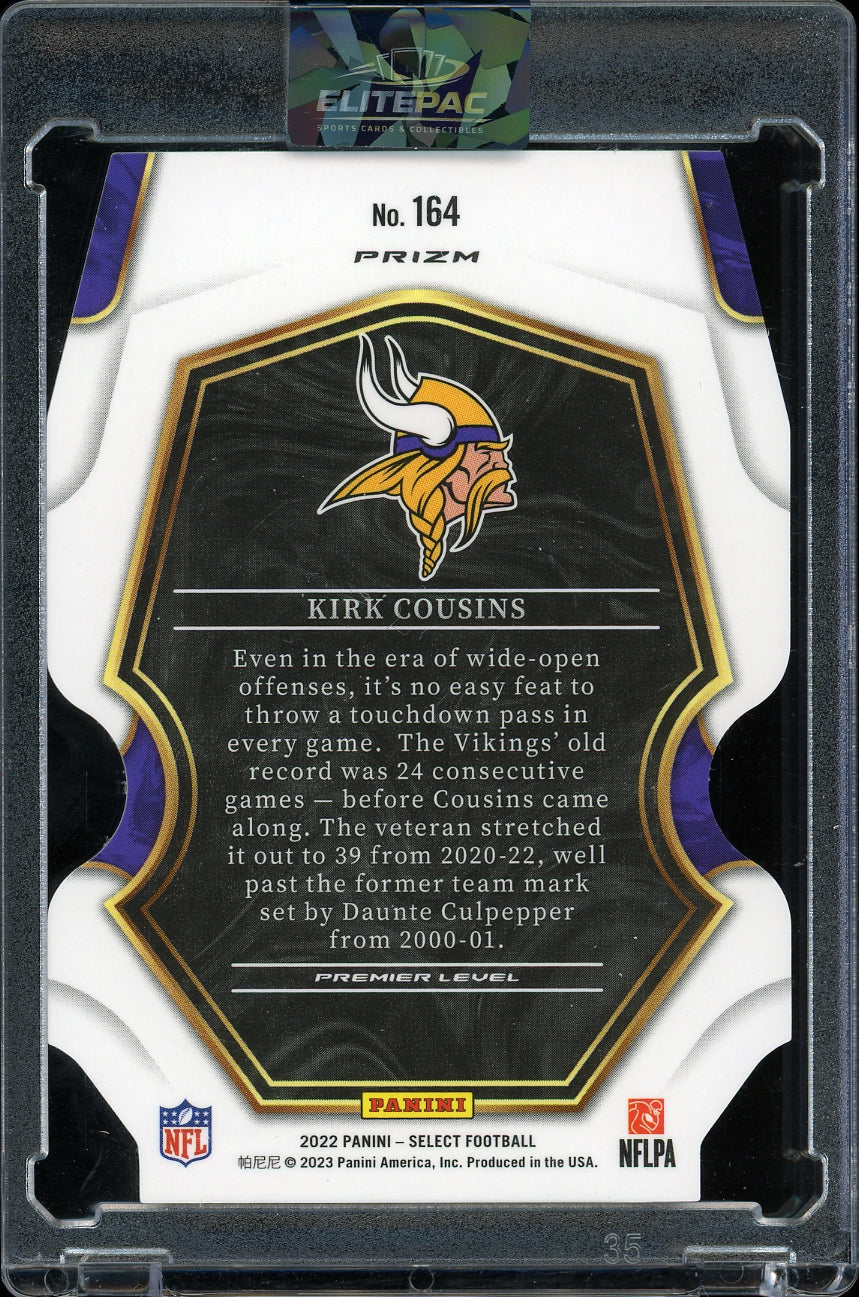 2022 Panini Select #164 Kirk Cousins Neon Green Prizm Die Cut #/299 Football