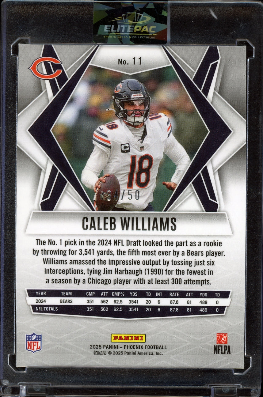 2025 Panini Phoenix #11 Caleb Williams Blue Prizm #/50 Football