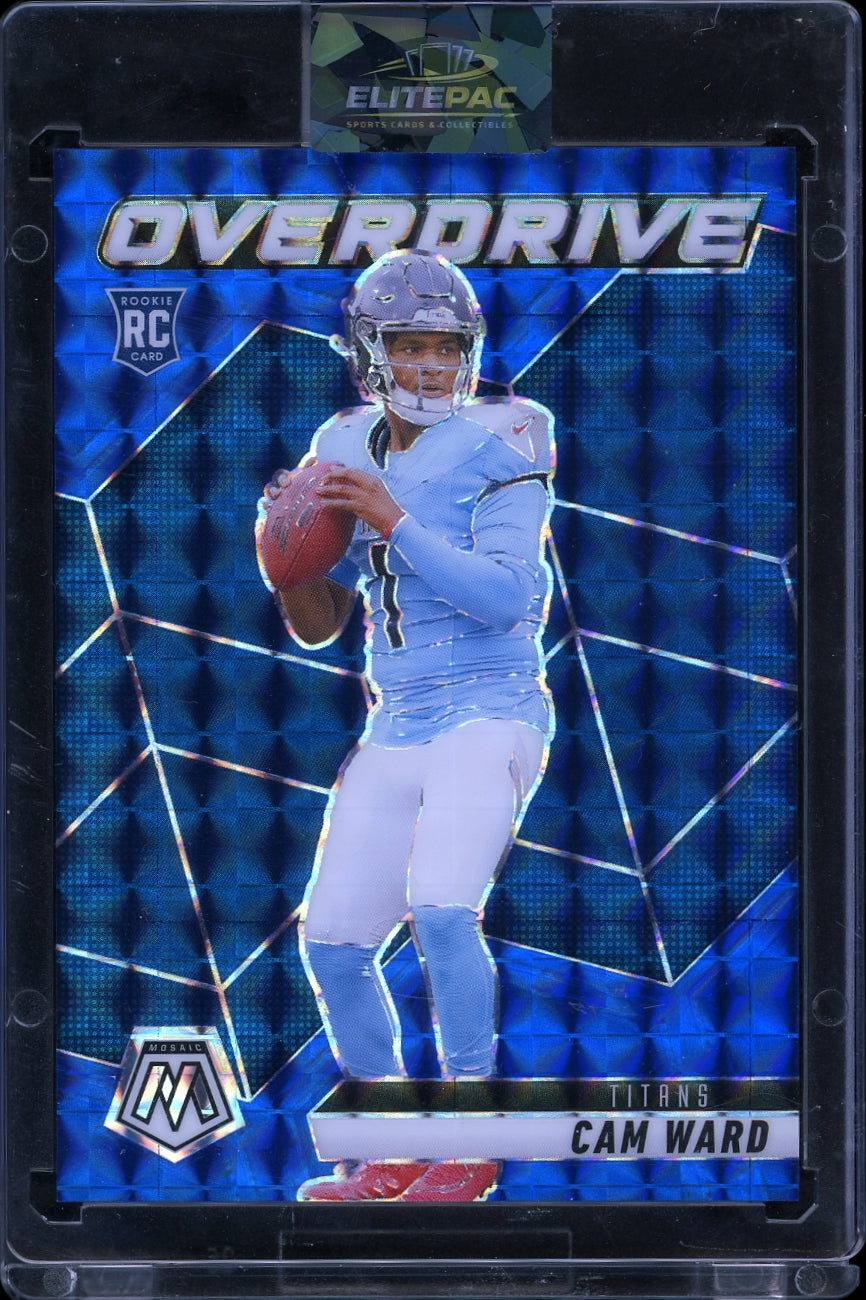 2025 Panini Mosaic #2 Cam Ward Overdrive Mosaic Blue #/99 Football