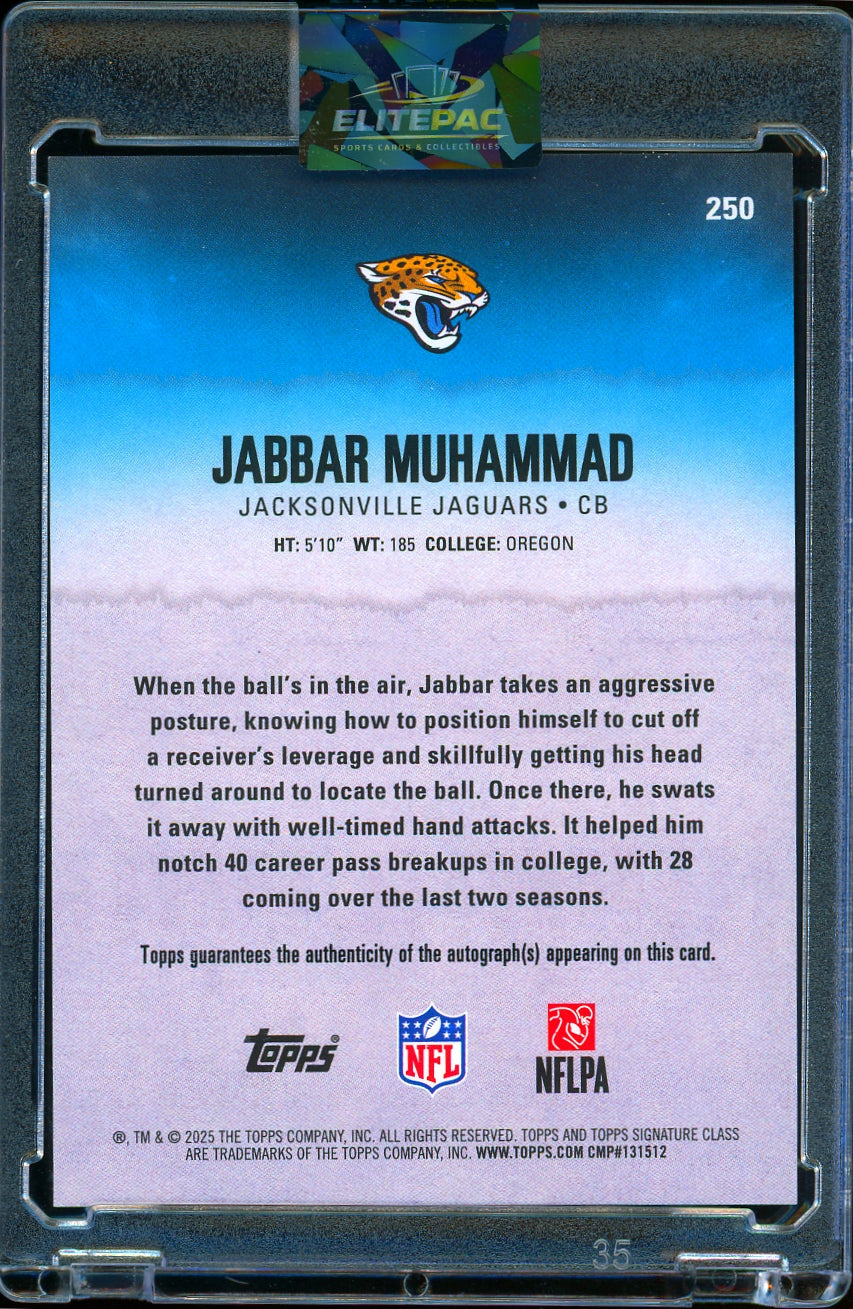 2025 Topps Signature Class #250 Jabbar Muhammad Autographs Silver #/275 Football