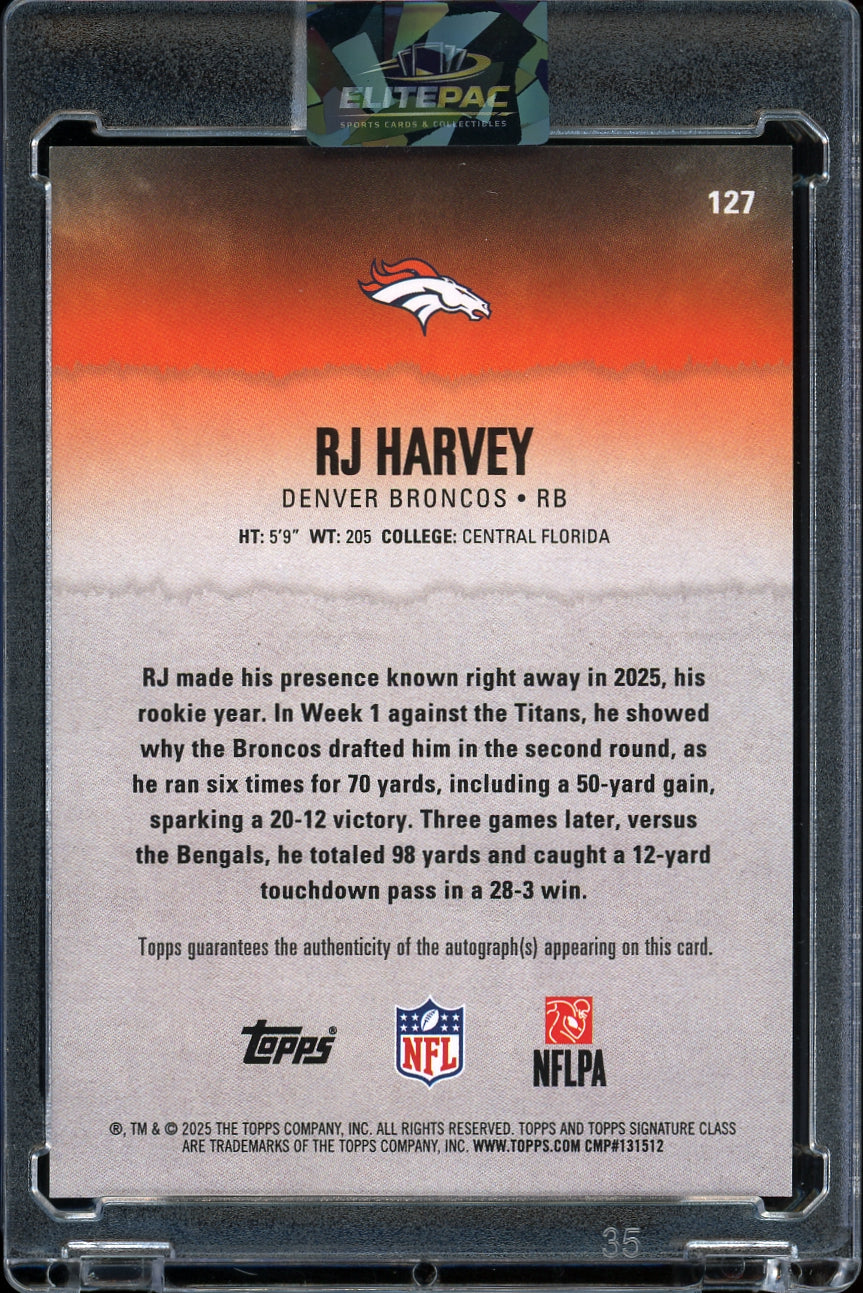 2025 Topps Signature Class #127 RJ Harvey Autographs Football