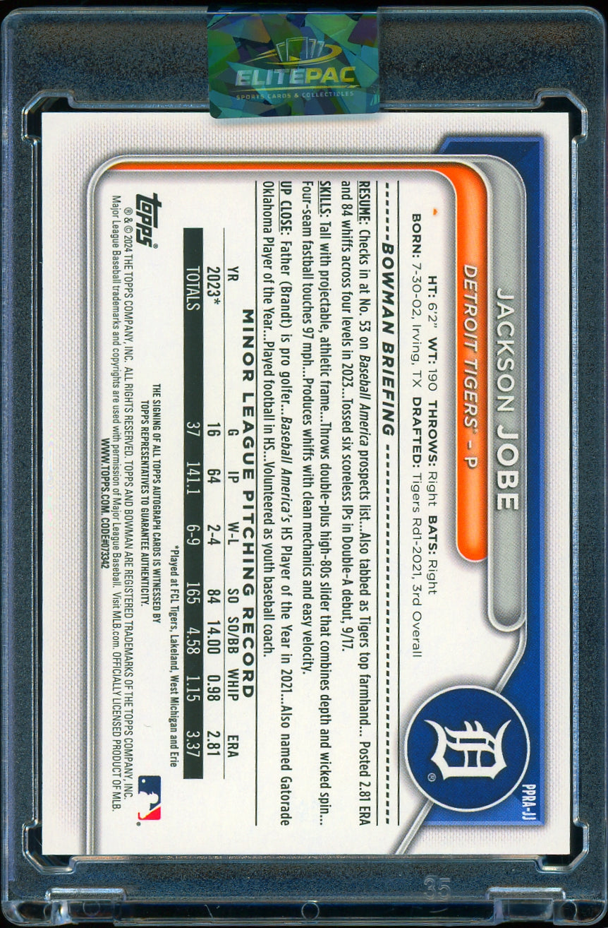 2024 Bowman #PPRA-JJ Jackson Jobe Prospect Autographs Football