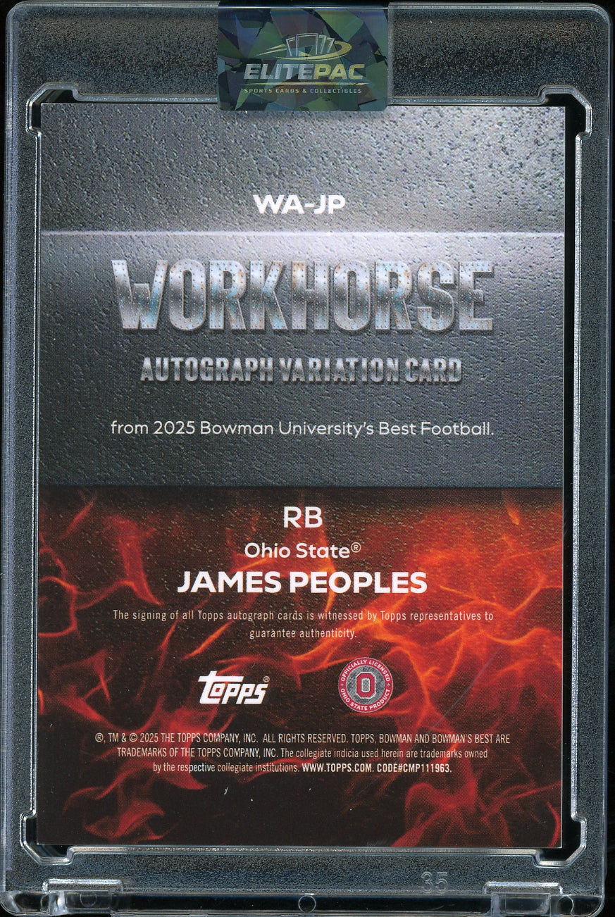 2025 Bowman University Best  James Peoples Workhorse Autographs Football