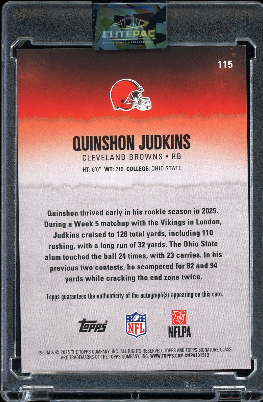 2025 Topps Signature Class #115 Quinshon Judkins Autographs Football
