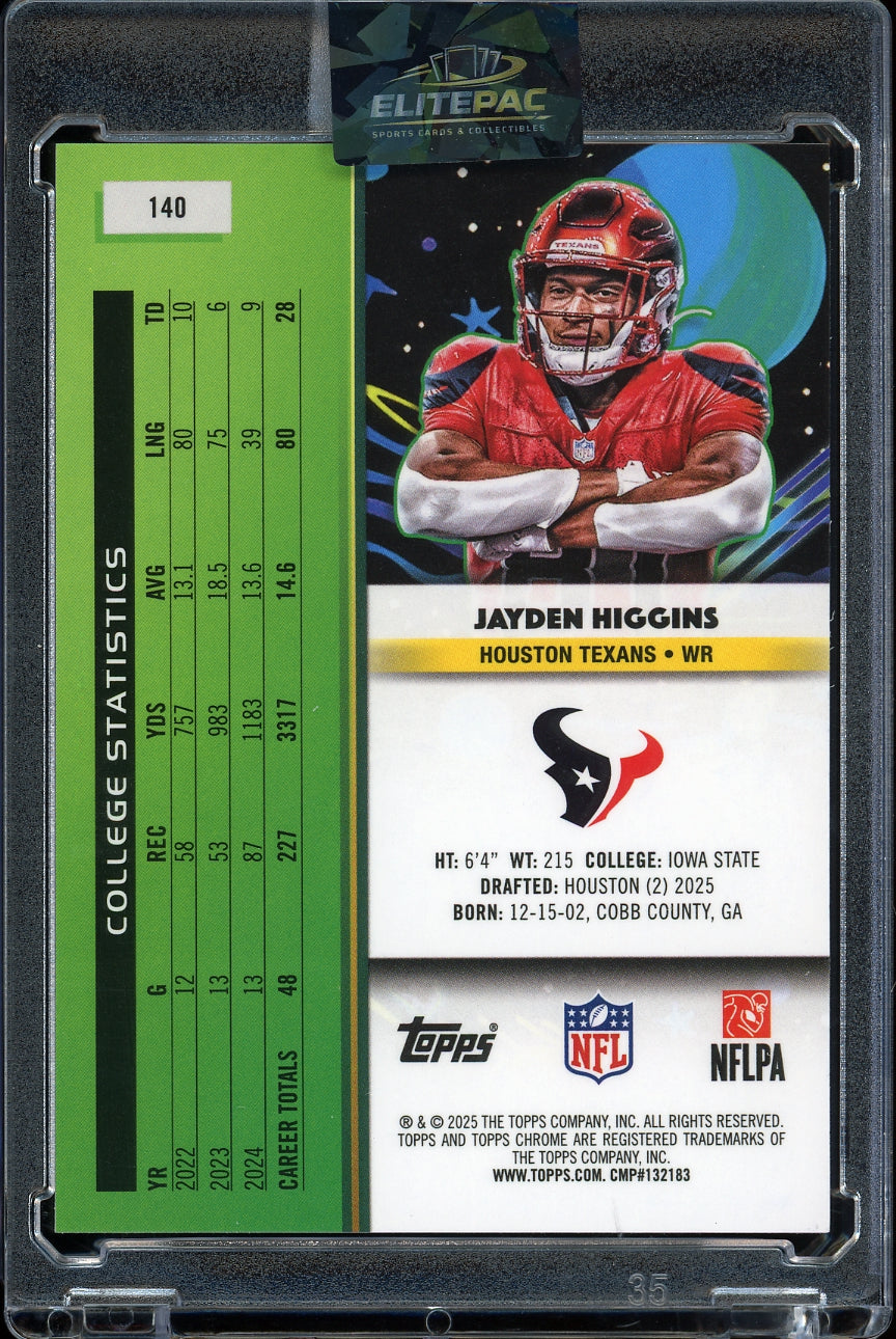 2025 Topps Chrome Cosmic #140 Jayden Higgins Refractor Football