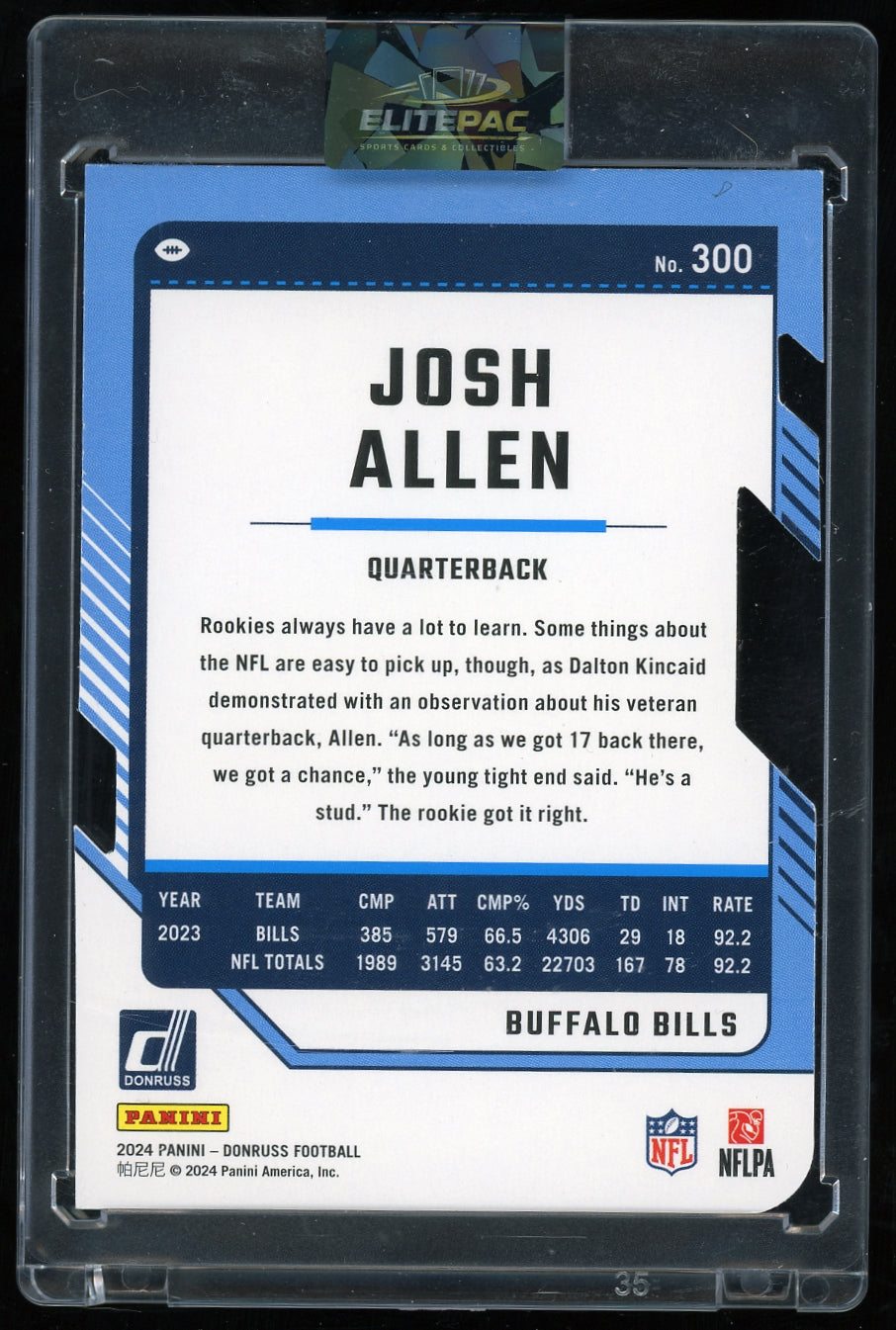 2024 Donruss #300 Josh Allen Press Proof Silver Die Cuts #/75 Football