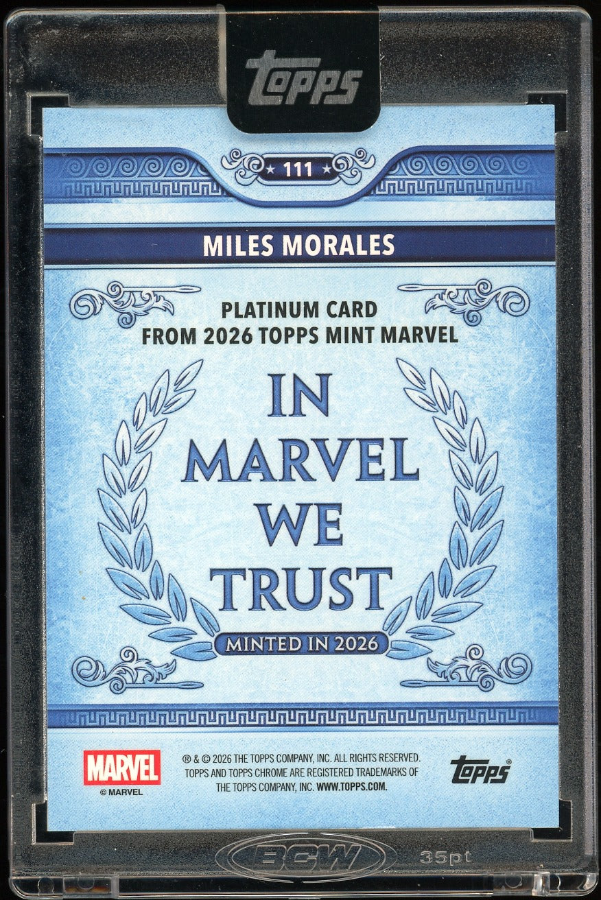 2026 Topps Marvel mint Miles Morales Platinum 10/25