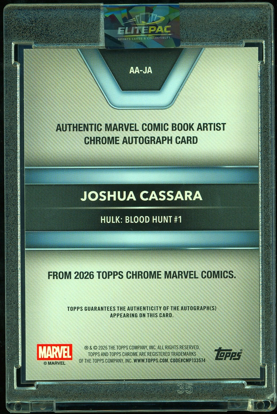 2026 Topps Marvel Chrome refractor Artist Auto Hulk by Joshua Cassara