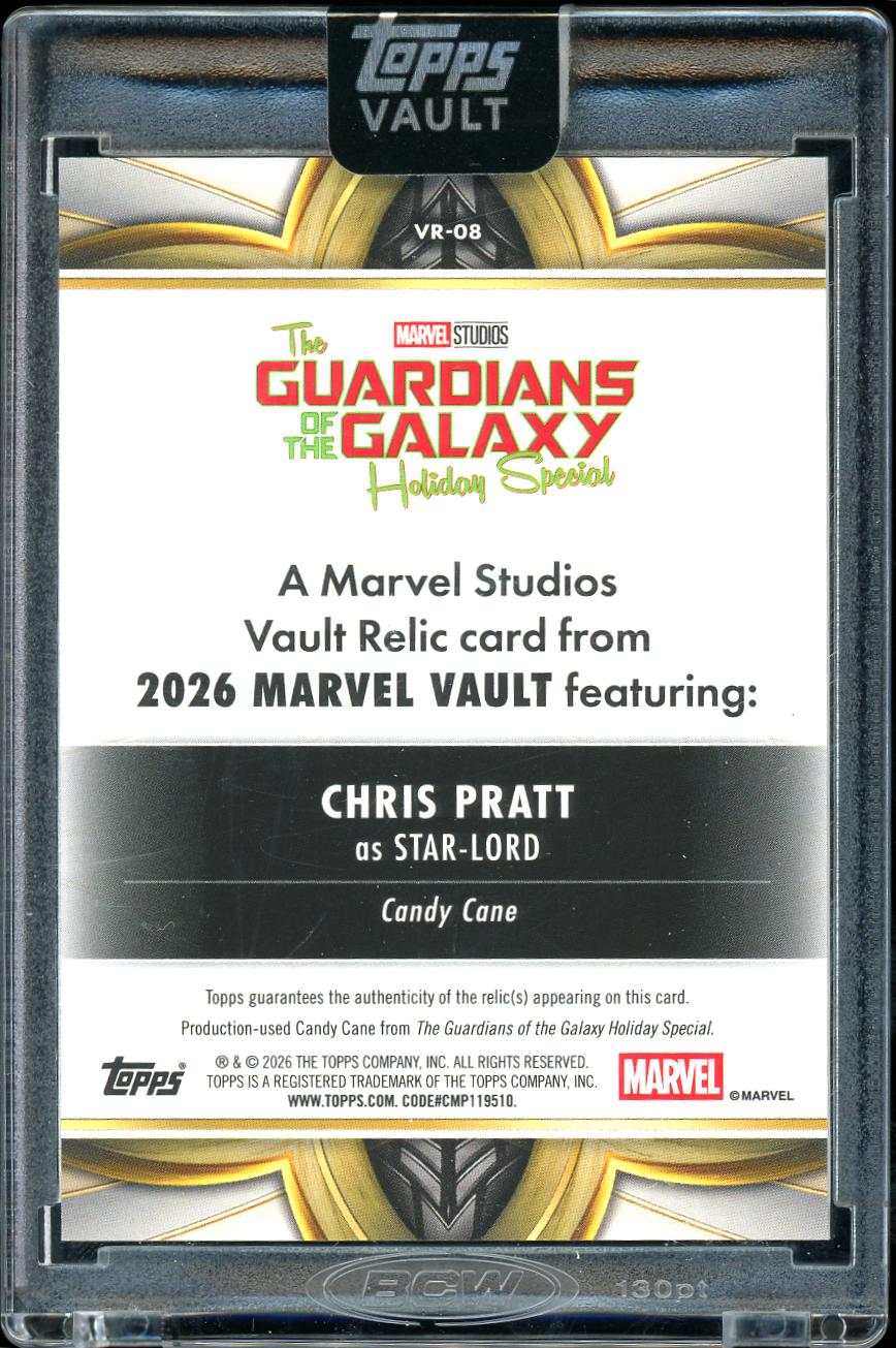 2026 Topps Marvel Vault Relic Candy Cane  Star Lord Chris Pratt 42/50