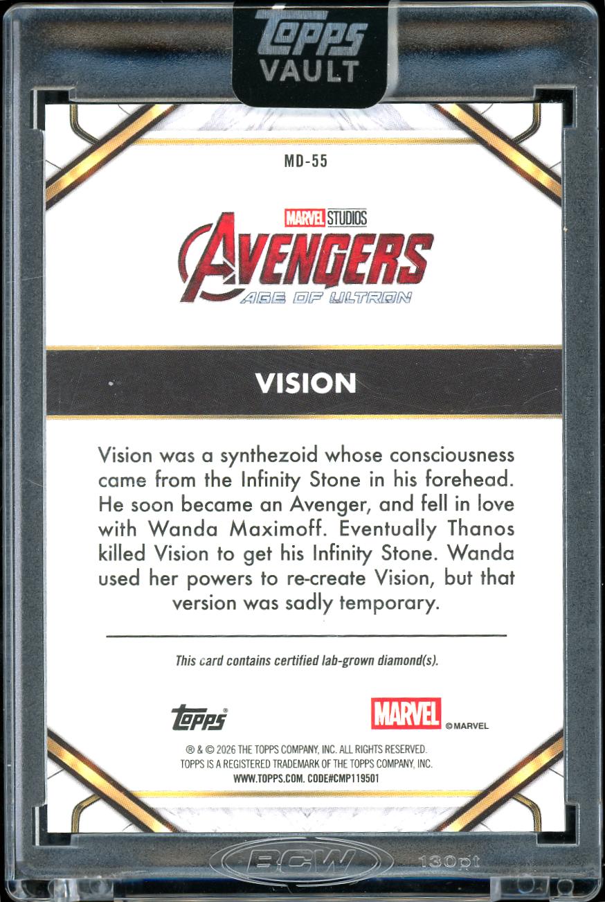 2026 Topps Marvel Vault Silver Diamond Vision Alpha 01/50