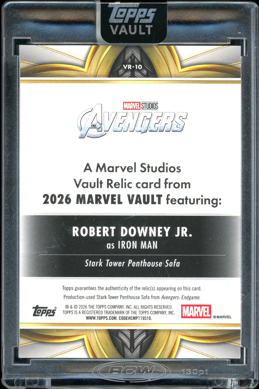 2026 Topps Marvel Vault Relic Sofa Iron Man Robert Downey JR