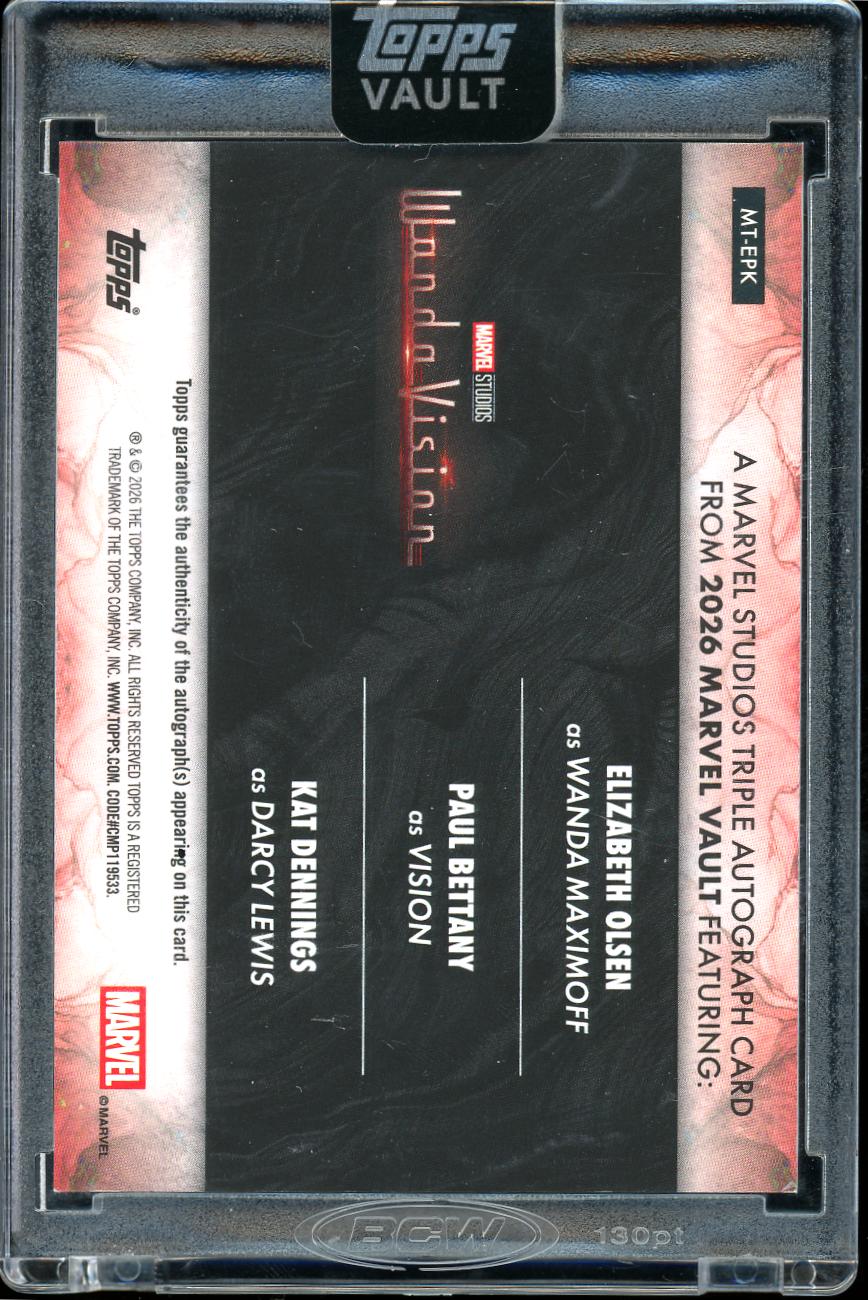 2026 Topps Marvel Vault Triple Auto Wanda, Vision ,Darcy Balck 05/10
