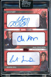 2026 Topps Marvel Vault Triple Auto NIck Fury, phil, Maria  Hill Red 4/5