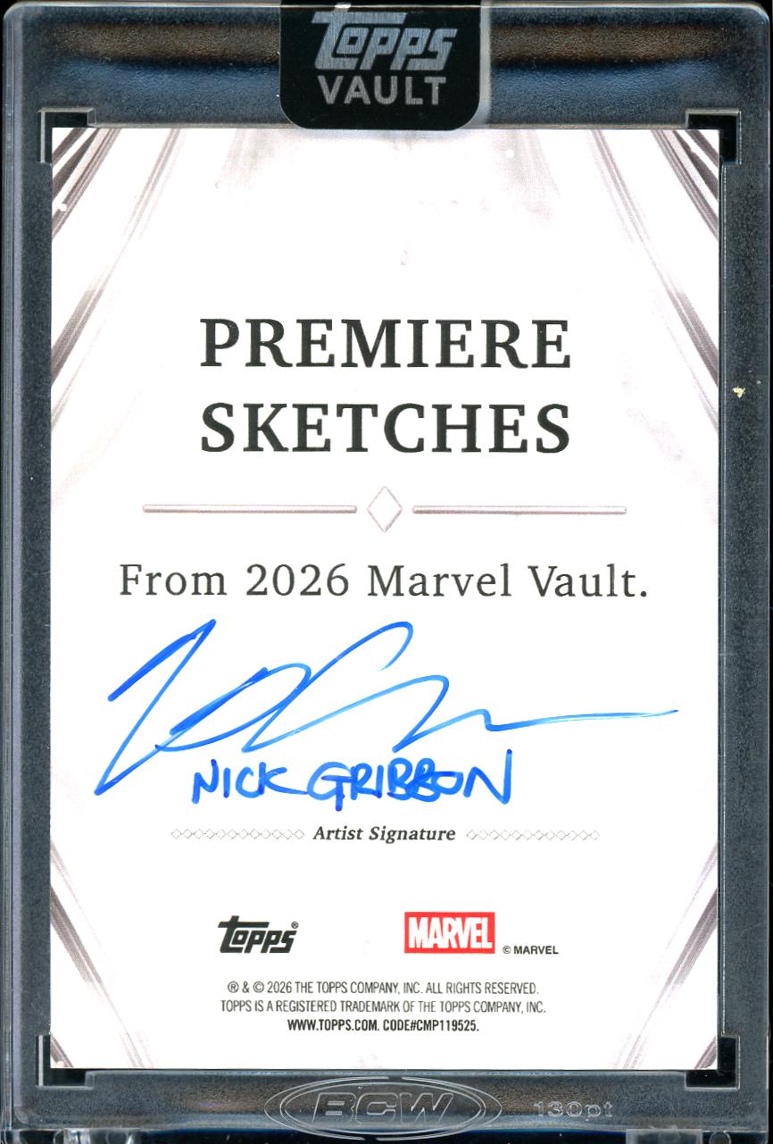 2026 Topps Marvel Vault Sketch 1/1 Captain America Nick Gribbon
