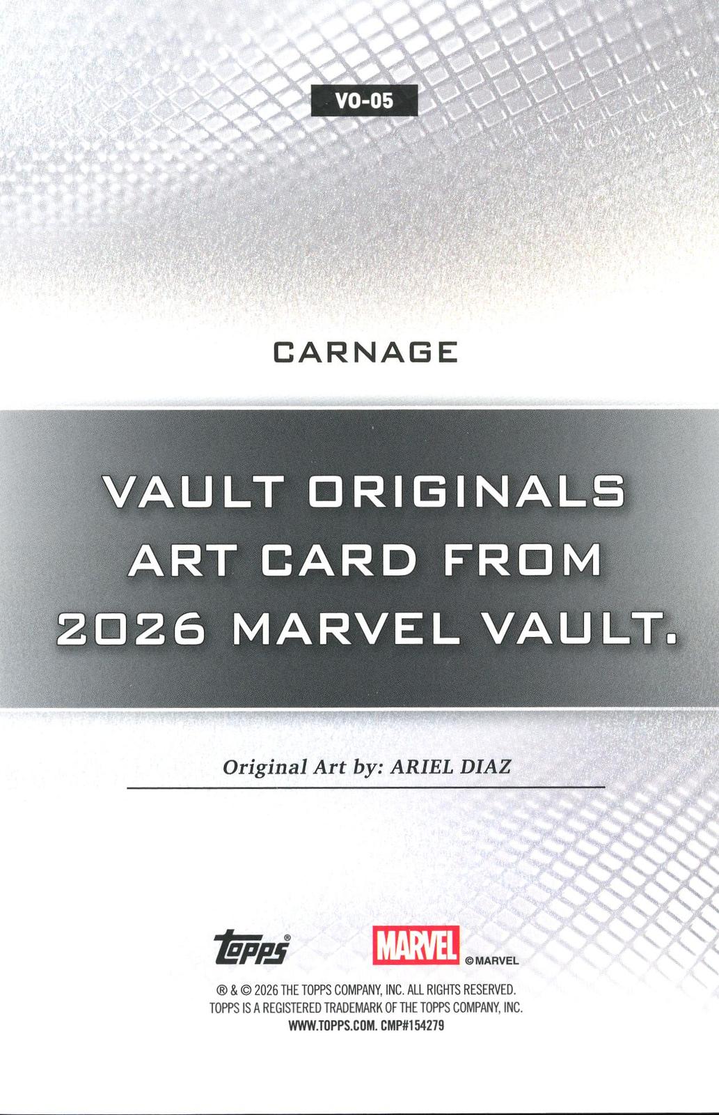 2026 Topps Vault Marvel Carnage Large Box Topper 5x7in